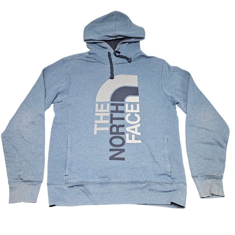 North Face Hoodie Mens S Blue Half Dome Logo Graphic Pullover Gorpcore Outdoor